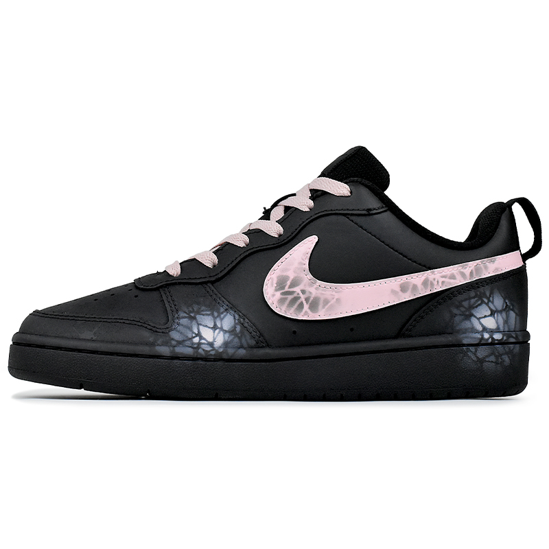 

Скользоустойчивые износостойкие низкие детские скейтбордические кроссовки Court Borough черно-розовые для подростков Nike, черный/розовый