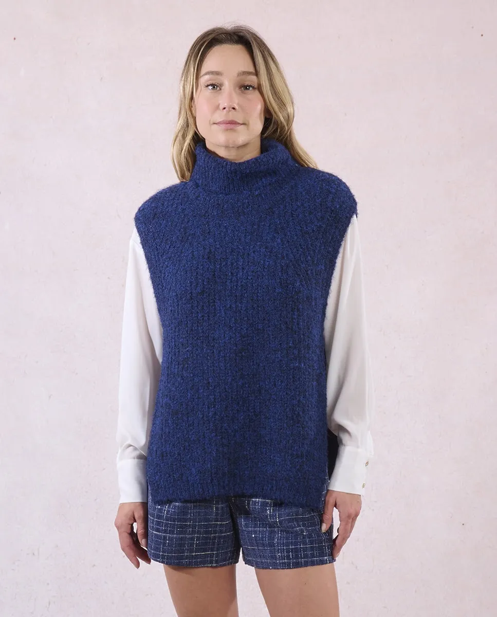 

Женский топ без рукавов с разрезами Molly Bracken, темно-синий