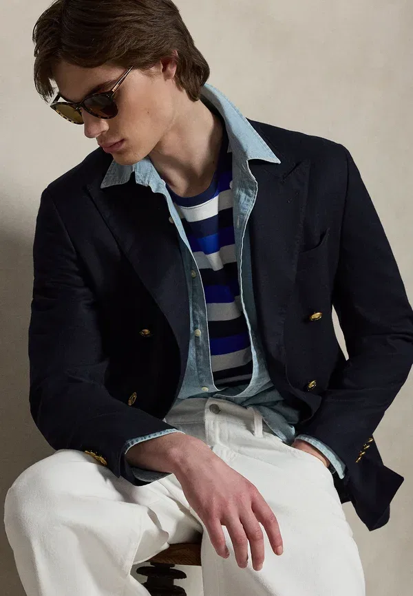 Футболка с принтом Relaxed fit striped jersey, Polo Ralph Lauren, цвет ньюпорт-нави — фото 4