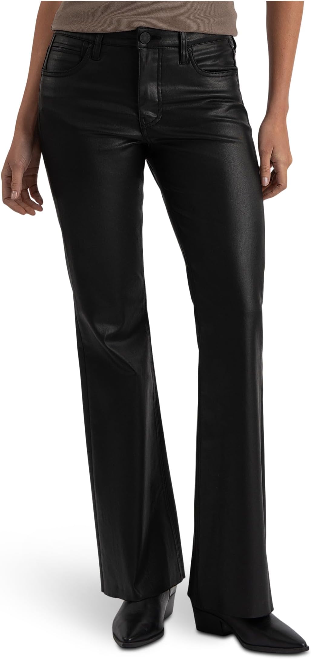 

Джинсы KUT from the Kloth Women's Stella High-Rise Fab Ab Flare With Raw Hem in Black, Black