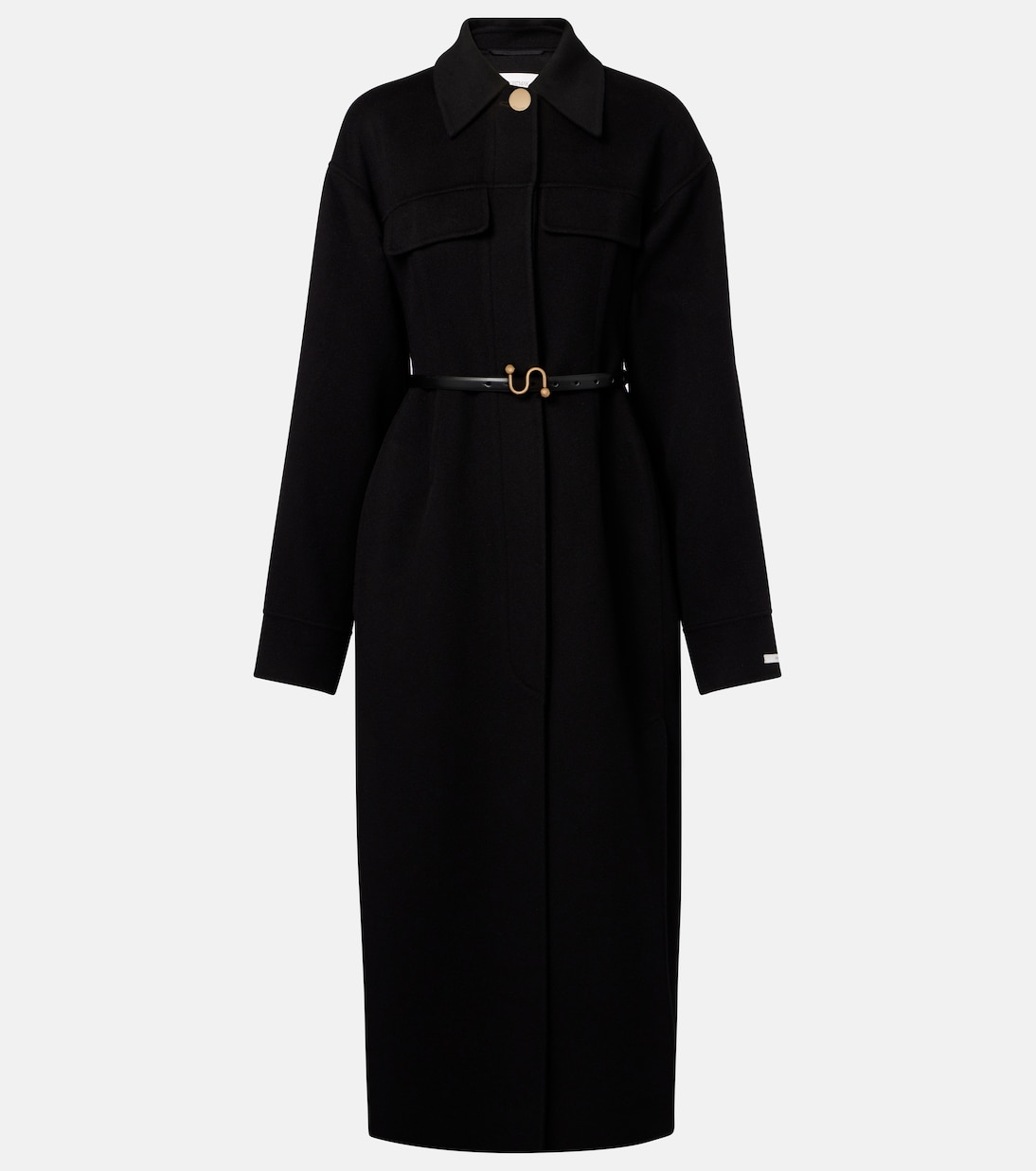 

Пальто из оливковой шерсти Virgin Wool Sportmax, черный