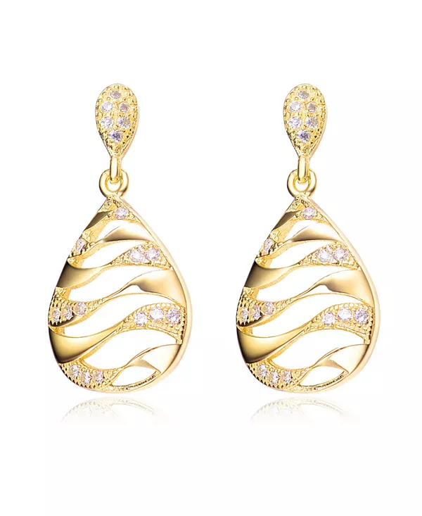 

Уникальные серьги-подвески из стерлингового серебра с прозрачными круглыми кубическими цирконами Genevive, gold