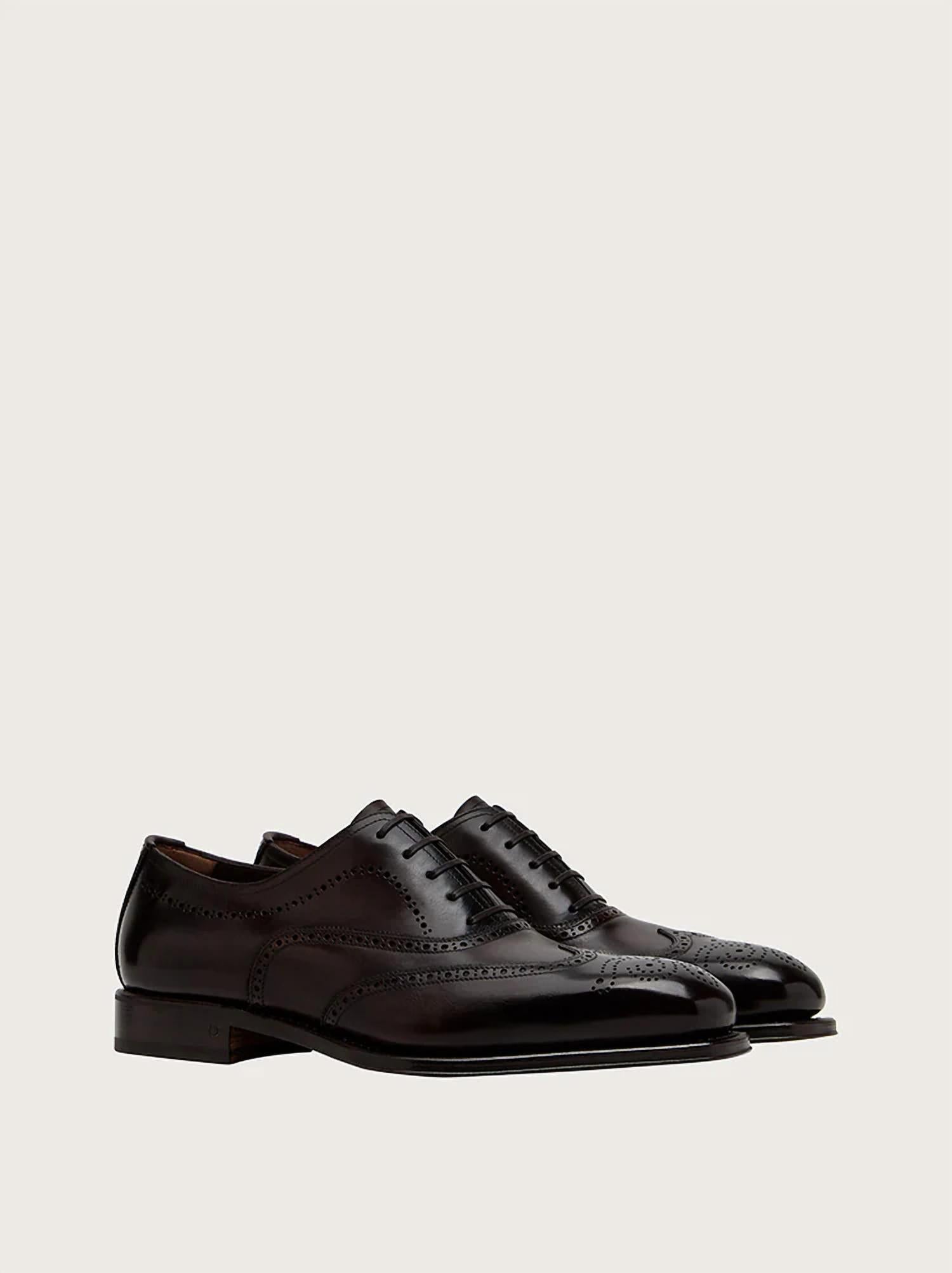 Мужские кожаные туфли-оксфорды коричневого цвета Salvatore Ferragamo, коричневый — фото 2