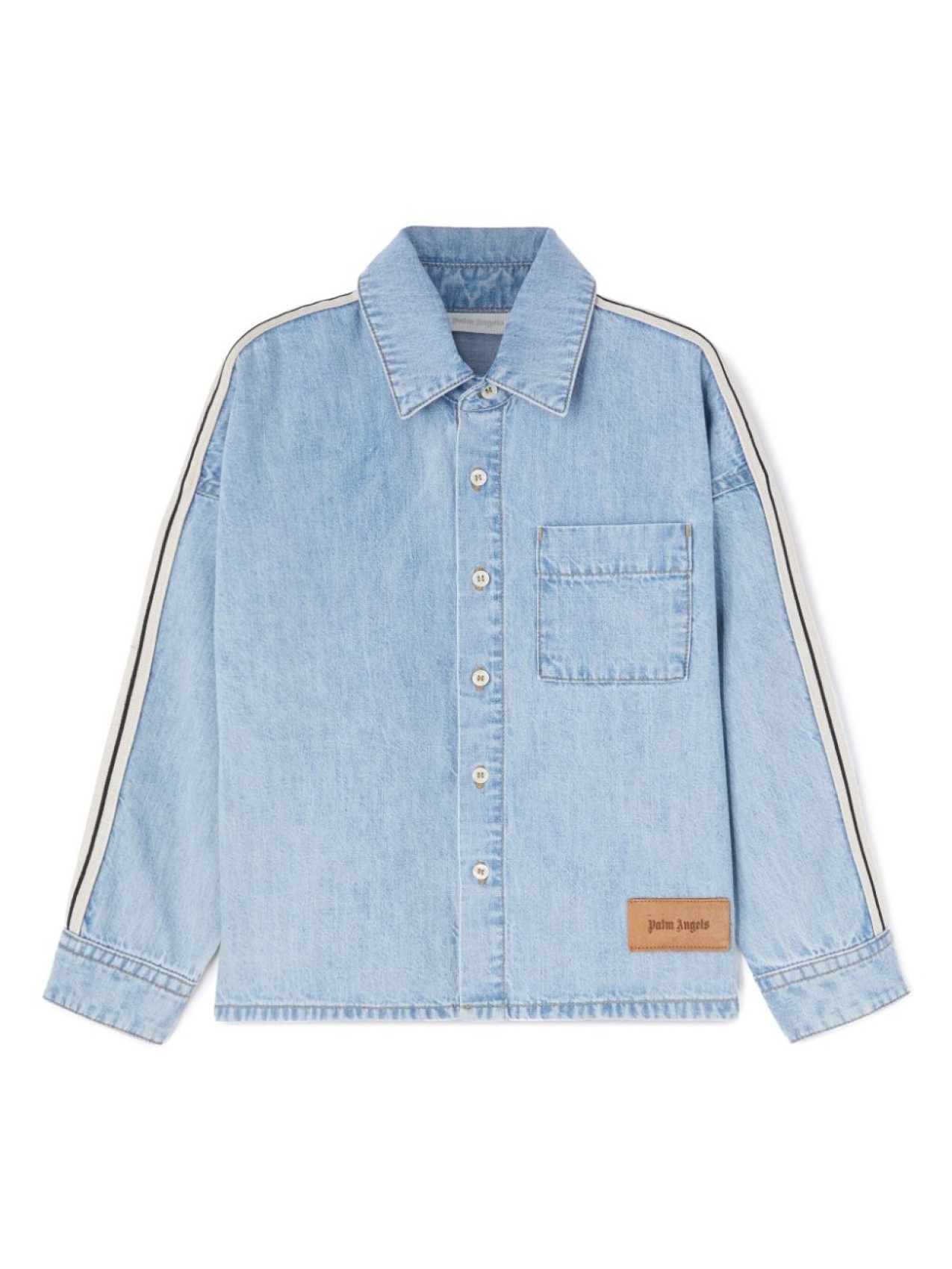 

Palm Angels Kids рубашка из ткани шамбре с логотипом, синий
