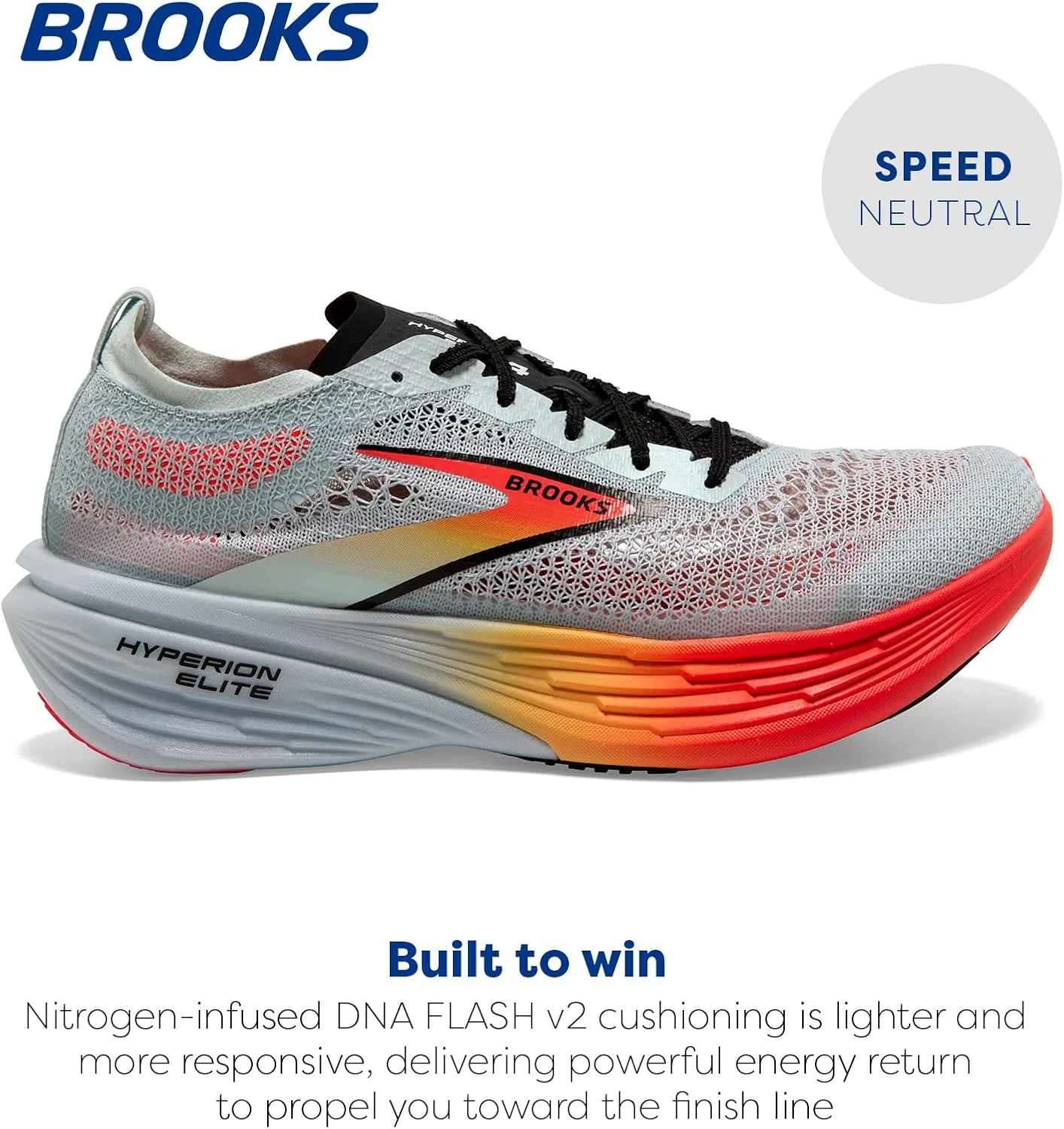 Мужские кроссовки Brooks Hyperion Elite 4, Illusion Blue Coral Orange — фото 2