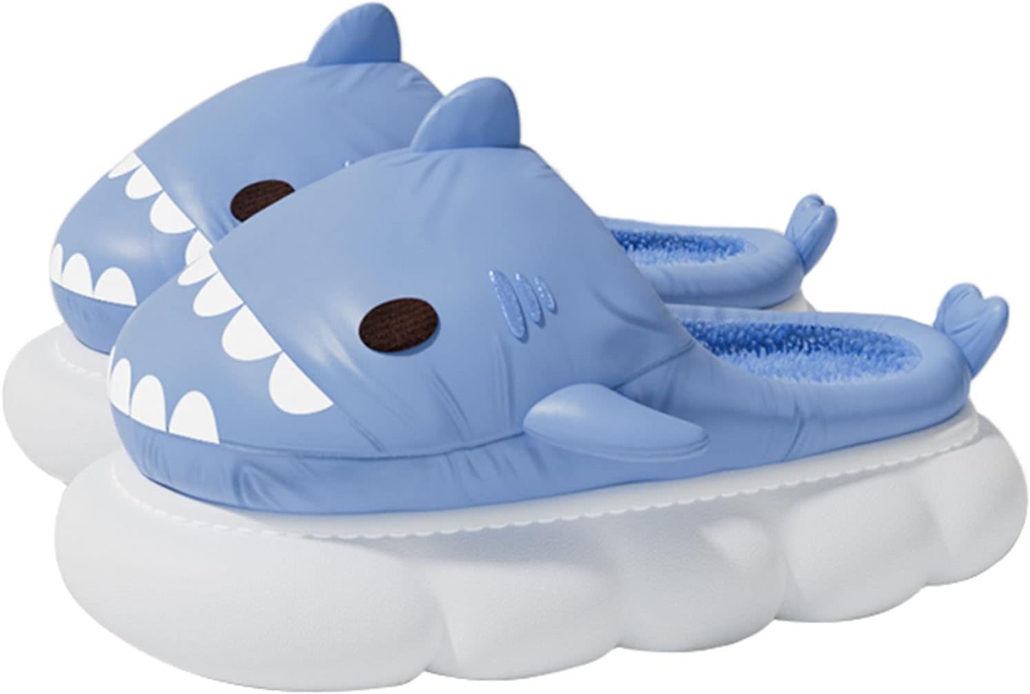 

Милые мультяшные тапочки с акулами Zureto из хлопка, зимние домашние и тапочки для женщин и мужчин, синий