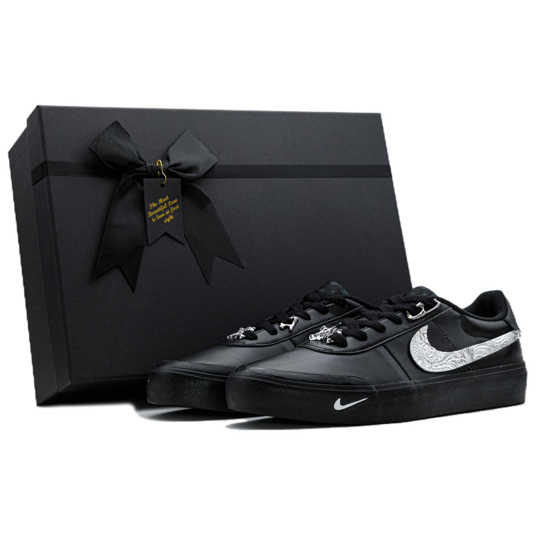 

Серебряная призма Court Shot, устойчивые к истиранию низкие скейтборд-кроссовки Obsidian Box мужские Nike, черный