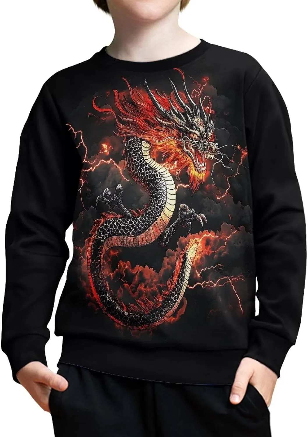 Детский свитшот, дракон, ZPINXIGN, Dragon Black