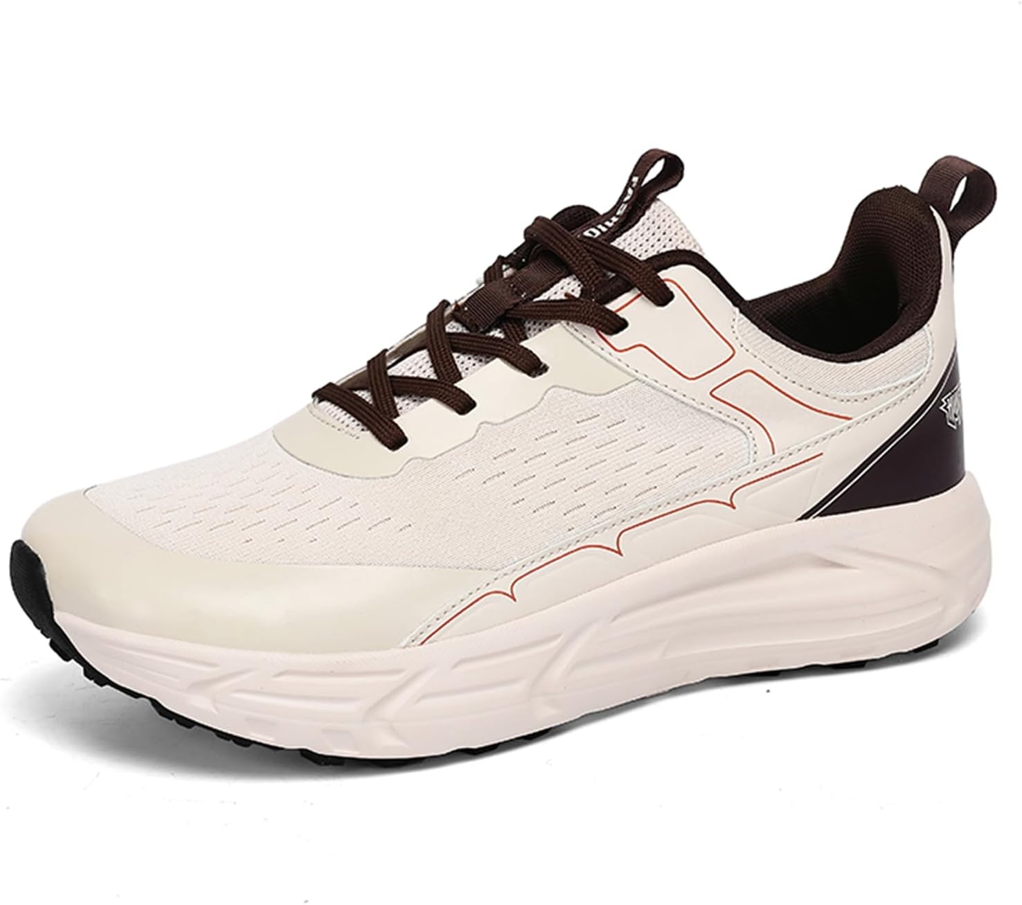 

Мужские стильные спортивные кроссовки средней высоты с дышащей сеткой, шнуровкой, амортизирующей подошвой и круглым носком, подходящие для ходьбы, тенниса и фитнеса Qaoterod, бежевый