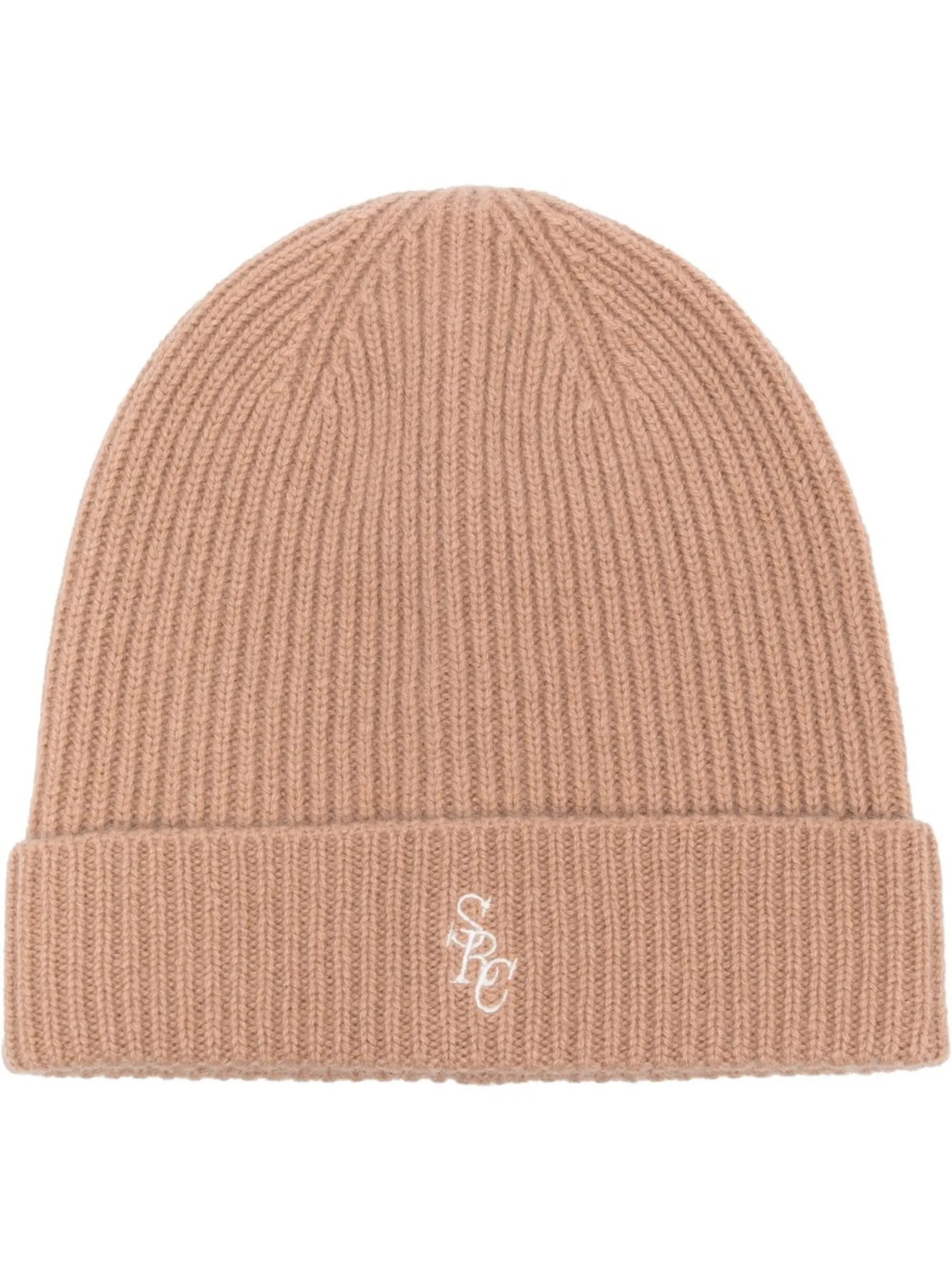 

Шапка бини в рубчик с нашивкой-логотипом Sporty & Rich, коричневый