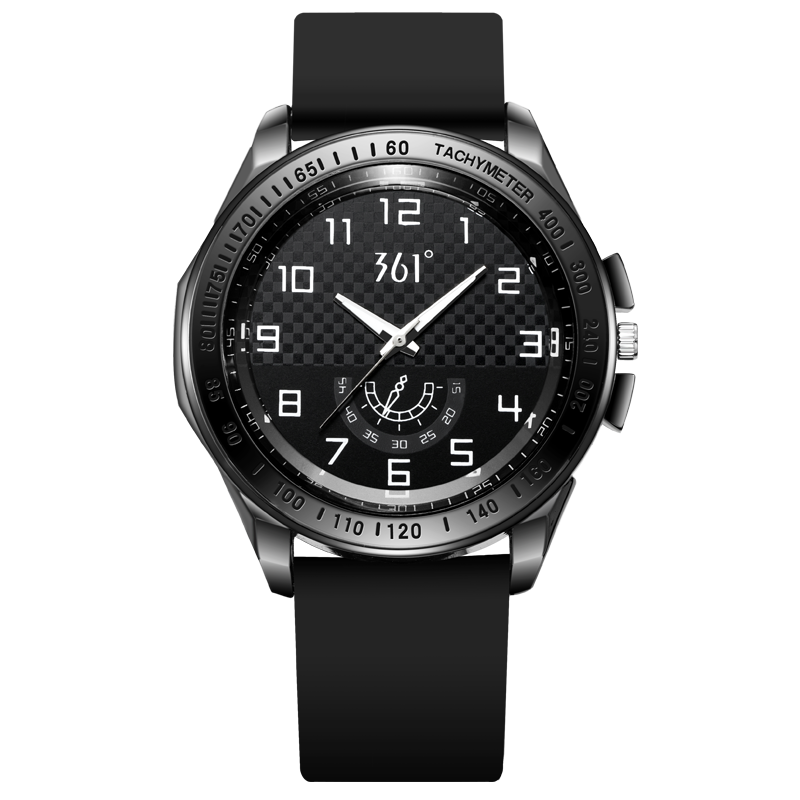 

361° Часы мужские Racing Fashion Style Collection с кварцевым механизмом и силиконовым ремешком, черный циферблат