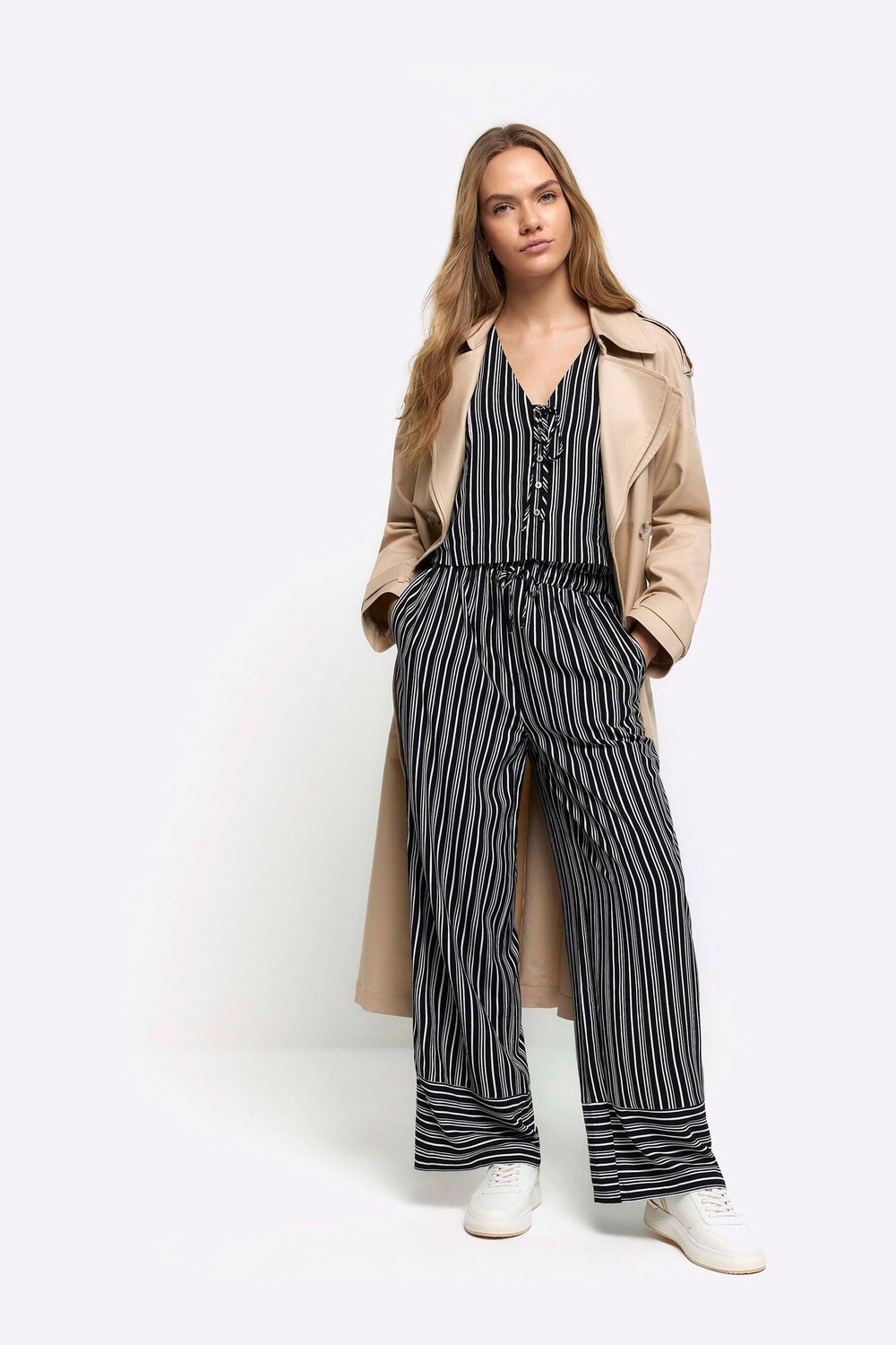 

Брюки в полоску без застежки River Island, черный