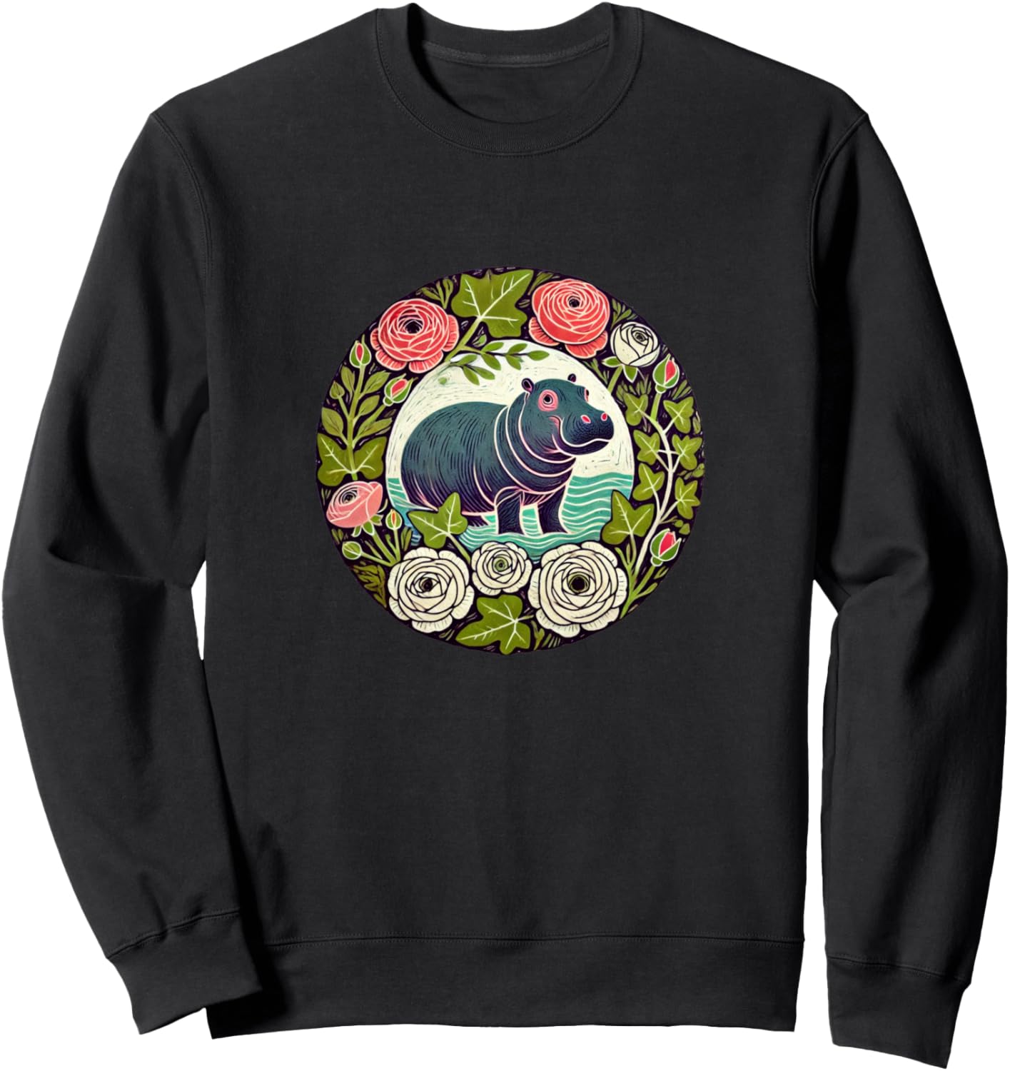 

Милая иллюстрация бегемота. Толстовка с изображением бегемота Hippos Lover Snugg, черный