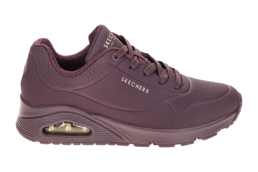 Кроссовки женские Skechers Uno темно-красного цвета, винные, 73690 — фото 2