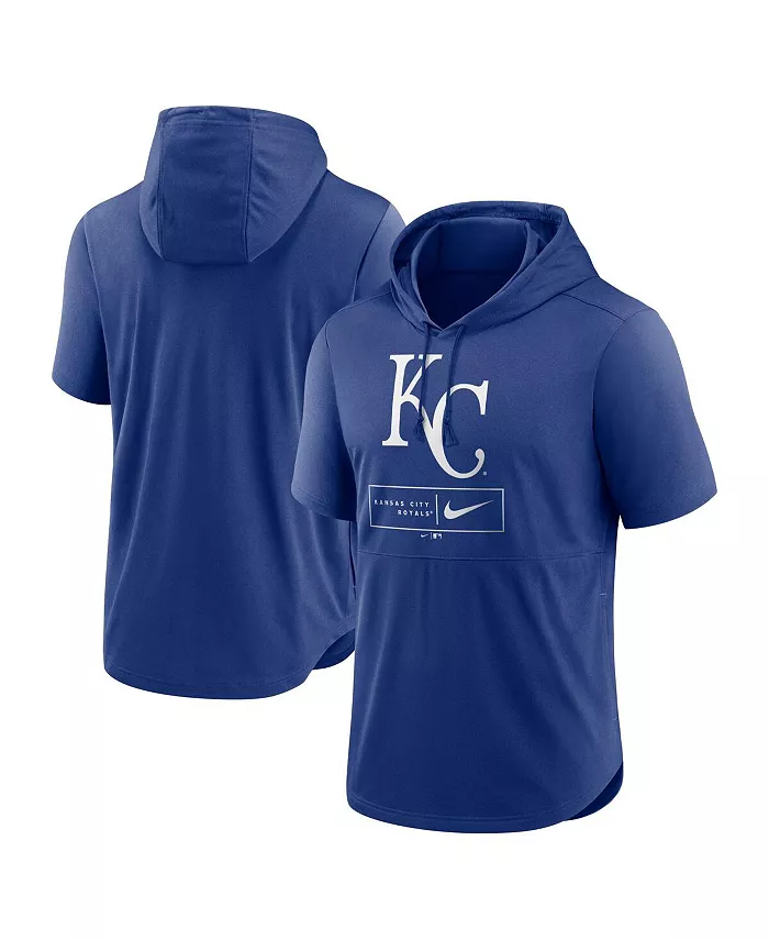 Мужская производительная толстовка с капюшоном и короткими рукавами Royal Kansas City Royals Logo Lockup Nike — фото 2