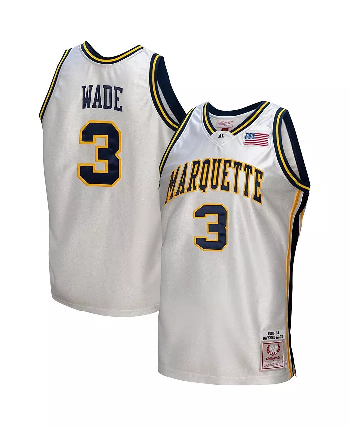 

Мужская белая майка Dwyane Wade Marquette Golden Eagles College Vault 2002/03, подлинная Mitchell & Ness