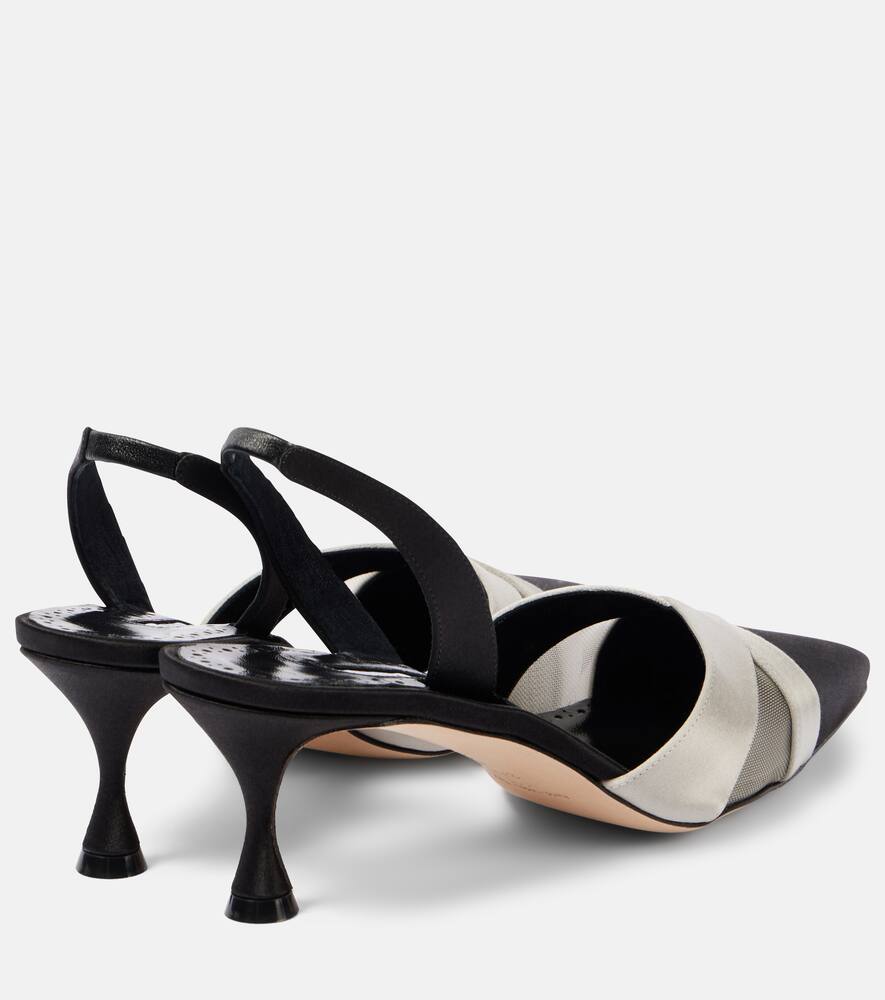 Oyounasli 50 атласные туфли slingback Manolo Blahnik, 0015 Blck/0334 Mgry — фото 2