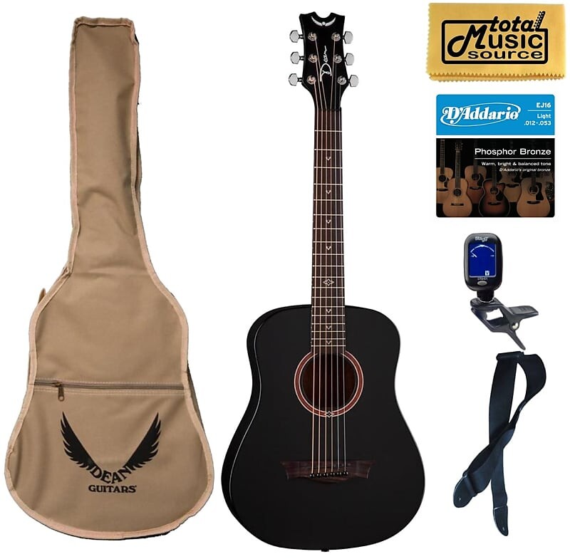 

Акустическая гитара Dean Guitars 3/4 Flight Series Travel Acoustic Guitar, Black Satin, Bundle