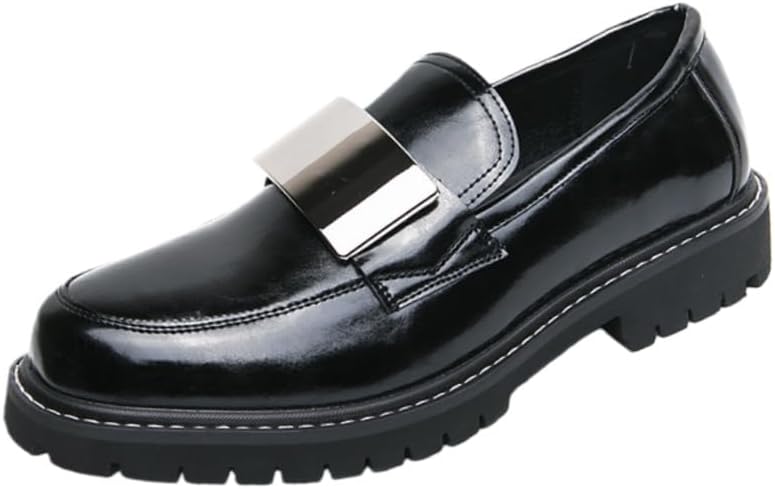 

Мужские лоферы - деловой и повседневный стиль - дизайн поверхности обуви - толстая подошва - легкий эффект увеличения роста, большие размеры Fusecottc, черный