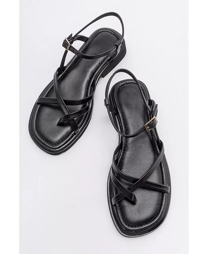 Антас Strappy Кожаные Плоские Сандалии (Женщины) Forever & Always Shoes, черный — фото 3