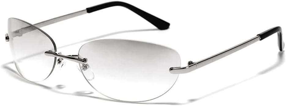 

Солнцезащитные очки в стиле стимпанк без оправы, модные женские очки в стиле Y2k, мужские солнцезащитные очки в стиле панк, очки унисекс для активного отдыха, защита от ультрафиолета UV400 KTUCN, Clear Silver