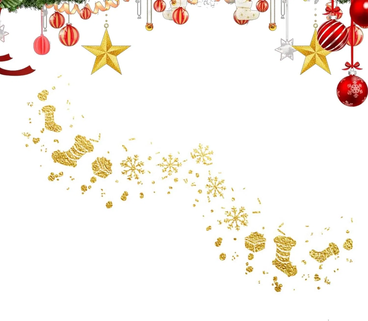 Набор временных татуировок для лица Christmas Face Stickers Gold Glitter, 1 шт.