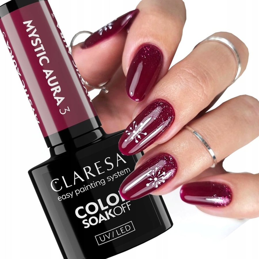 

Гибридный лак для ногтей Claresa Mystic Aura 3, винно-бордовый, 5 г Puderek