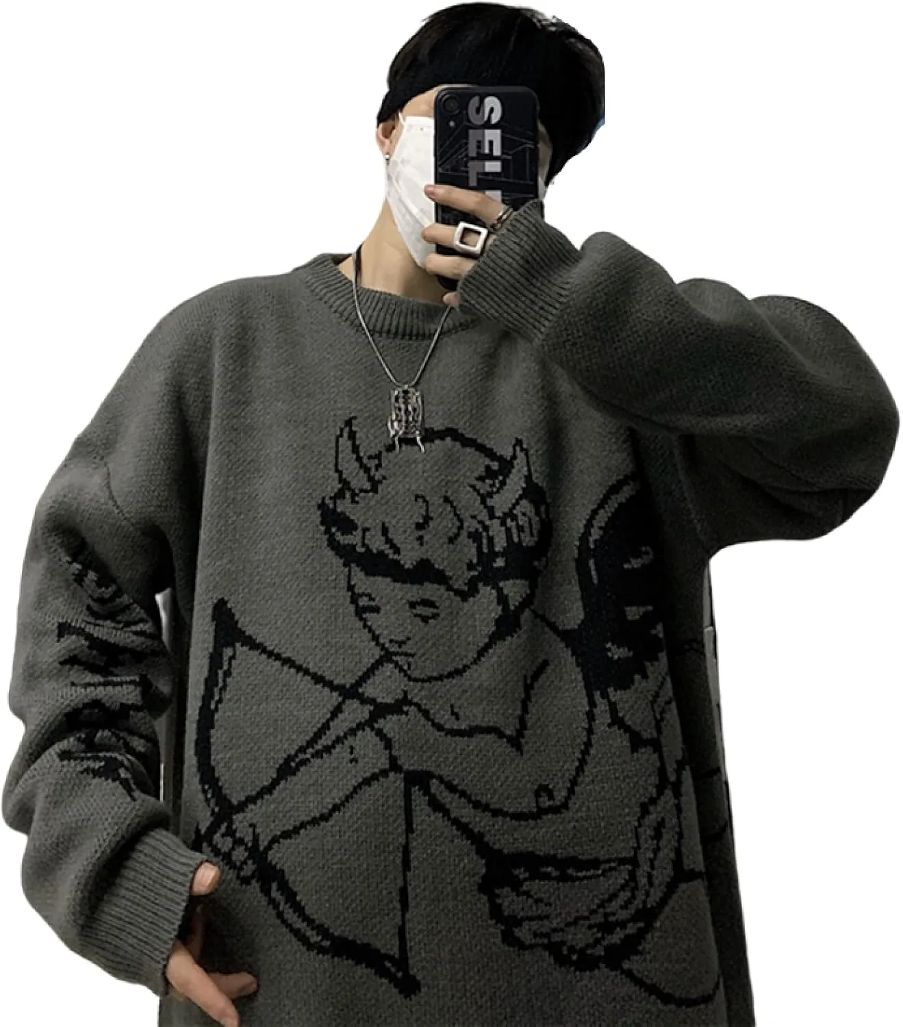 

Harajuku свитер уличный стиль мужской и женский oversized пуловер (gray,) NCDUANSAN