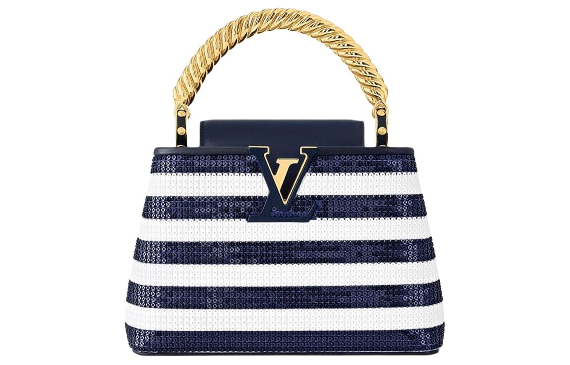 

LOUIS VUITTON Кожаная сумка кроссбоди через плечо мини женская темно-синяя и белая