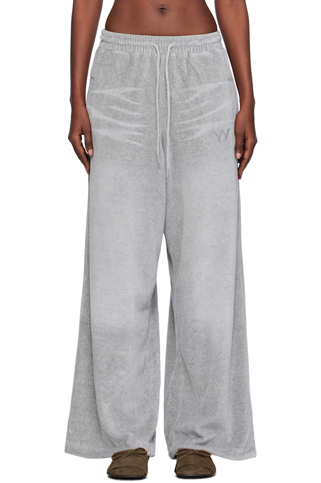 

Велюровые широкие домашние брюки Open Yy, серый