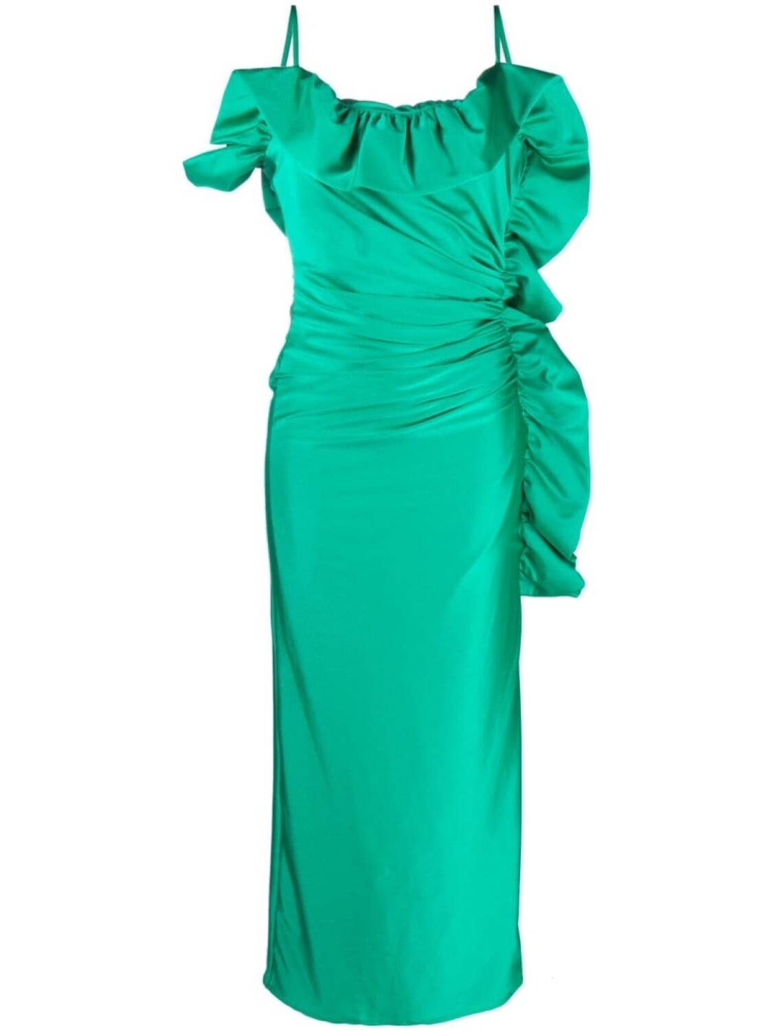 

P.A.R.O.S.H. ruffled ruched maxi dress, зеленый