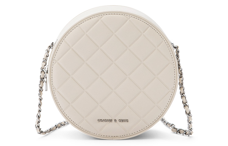 

CHARLES&KEITH Микрофибра искусственная кожа круглая сумка маленькая круглая сумка через плечо женская черная, Cream Milk White