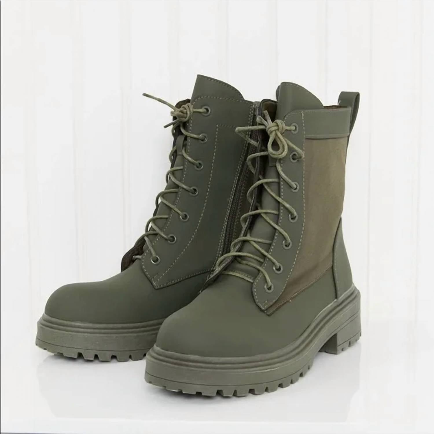 Ботинки Combat Boots на шнуровке зеленого цвета UniLady — фото 2