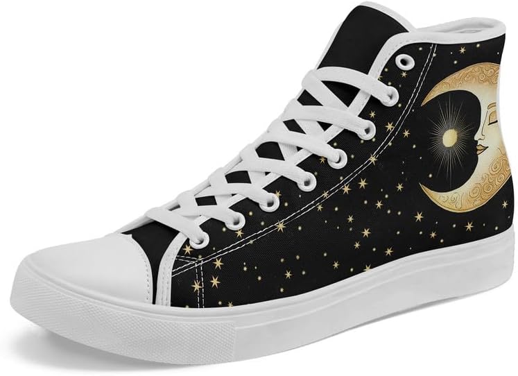 

Кеды на высокой подошве Sun Moon Star из холщовой ткани для женщин и мужчин, черные и белые модные туфли, шнуровка, стильные, унисекс, для прогулок и повседневного ношения Awsole