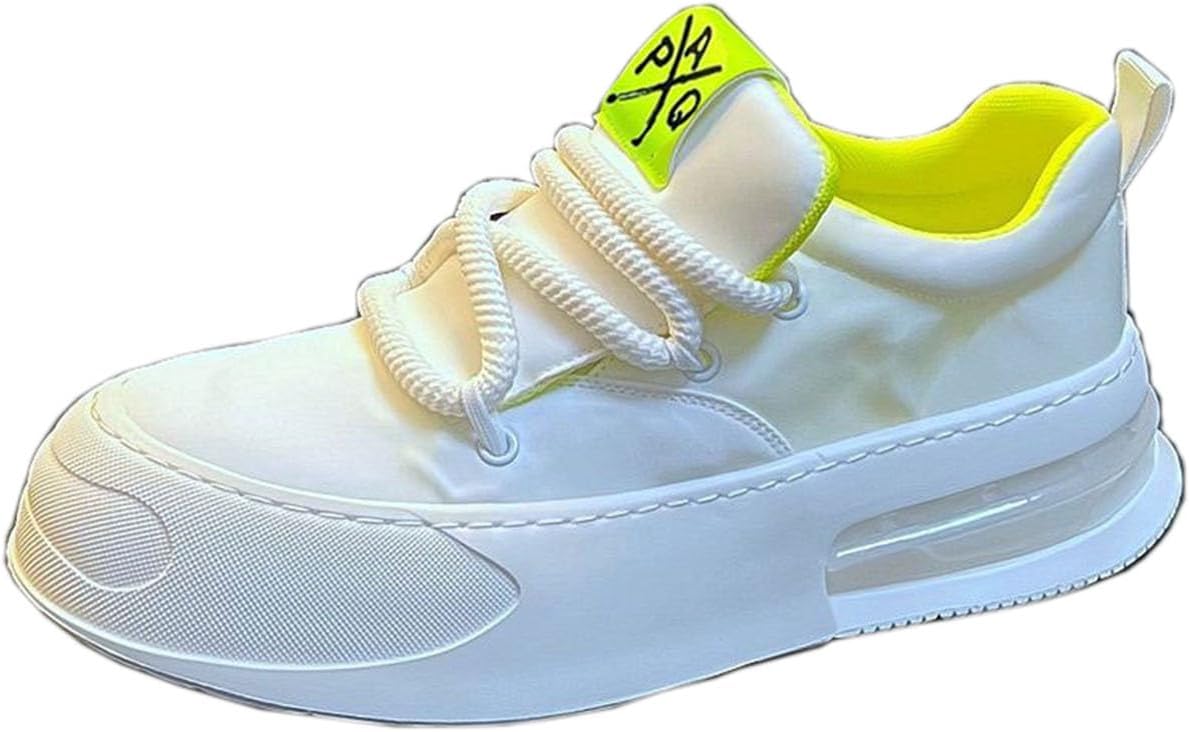 

Мужские кроссовки на платформе с дышащей тканью и эластичной лентой, прогулочные, в стиле скейт для ходьбы и походов Lanverth, белый