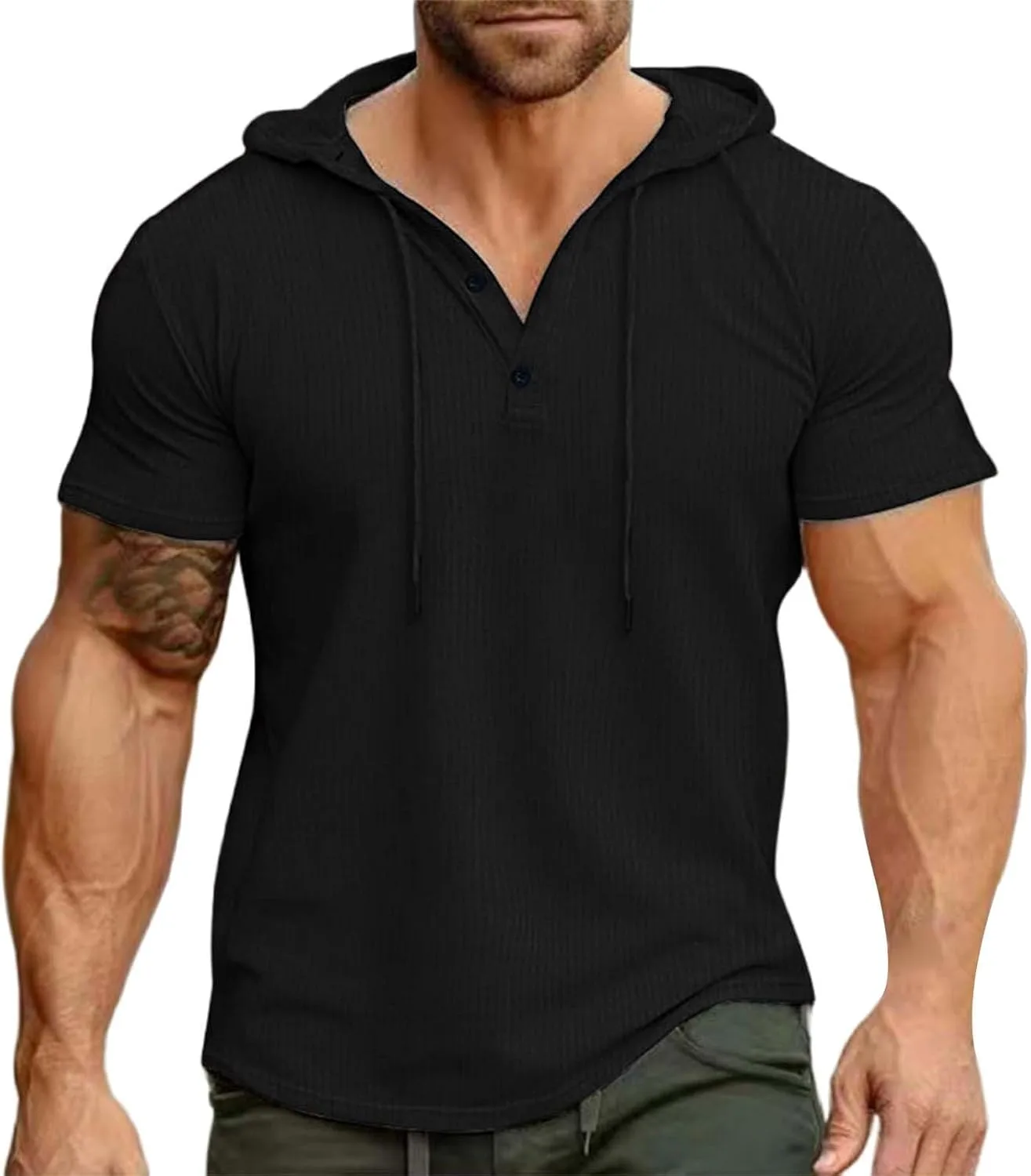 

Мужская хлопковая худи с коротким рукавом Slim Fit для фитнеса