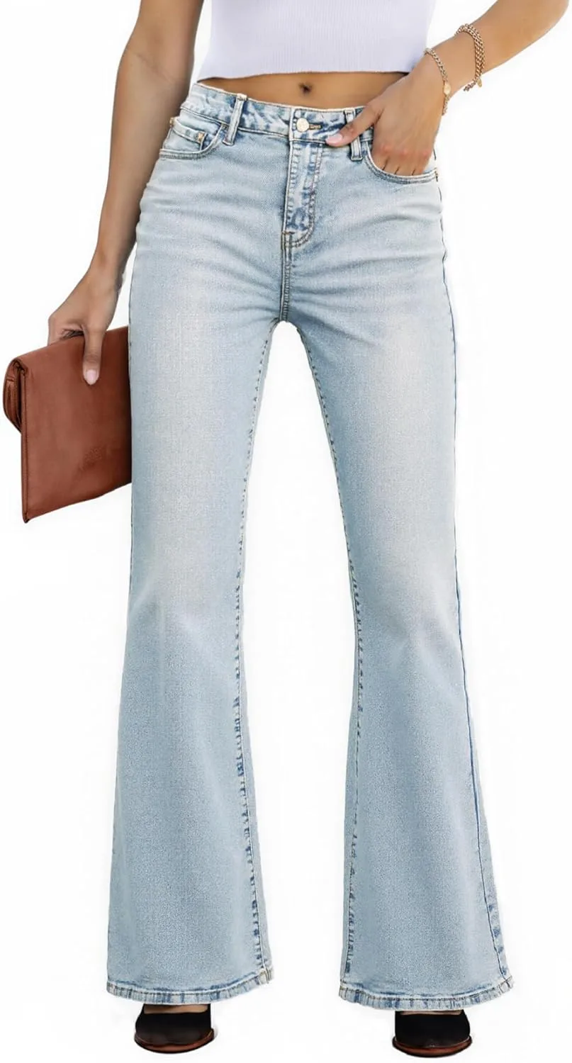 

EMMIOL Flare Jeans для женщин, Mid-High Waist, Bootcut, Stretchy Denim