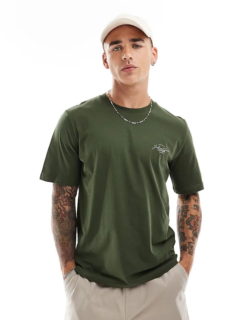 

Футболка с логотипом в цвете хаки Jack & Jones