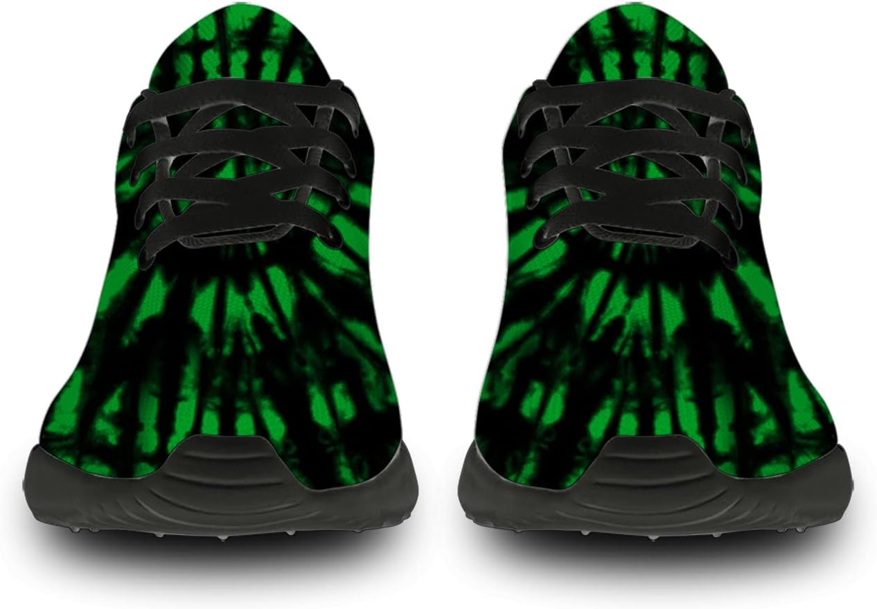 Кроссовки Horethy Tie Dye для женщин и мужчин, беговые кроссовки, женские и мужские прогулочные, теннисные кроссовки, удобные спортивные кроссовки для джоггинга, подарки, черный/зеленый — фото 3