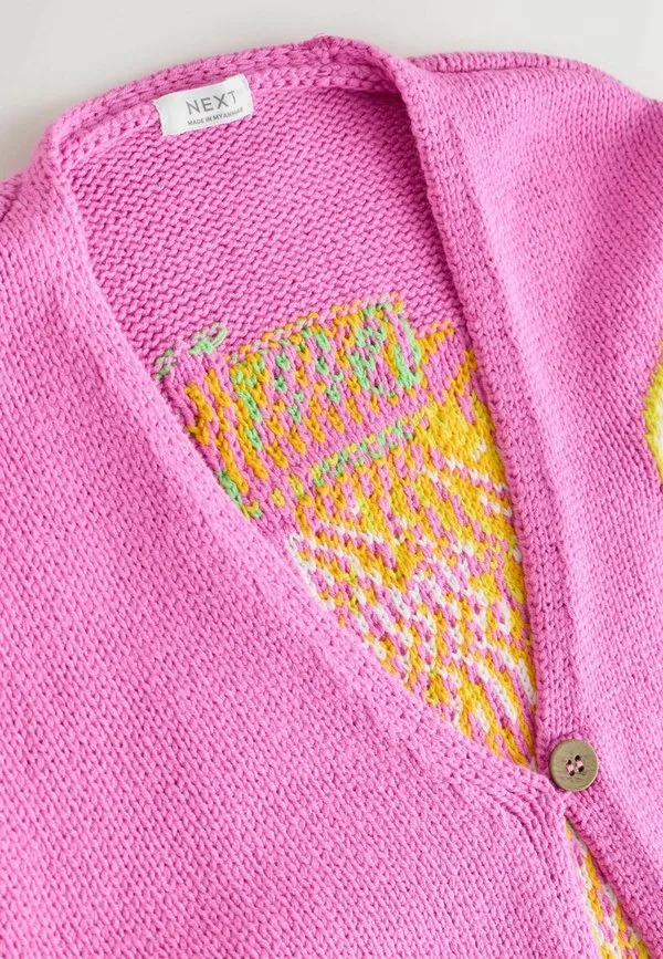 Кардиган с графическим принтом, прямого кроя Next, Pink Lemon — фото 2