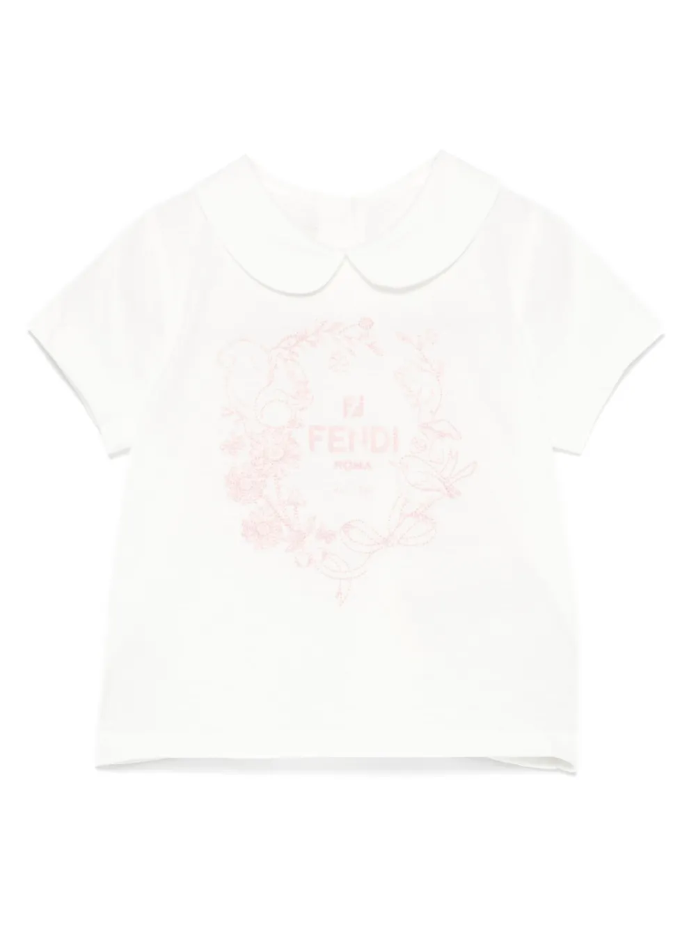 

Футболка с вышитым логотипом FENDI KIDS, белый