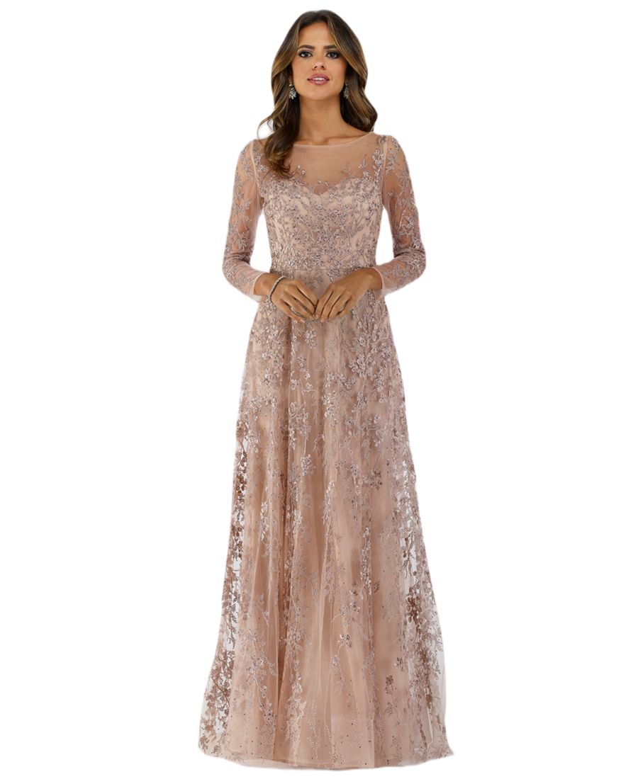 

Женское платье больших размеров с прозрачным вырезом, А-силуэтом и длинными рукавами Lara, Blush