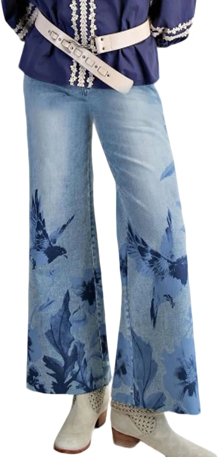 

Loveimgs женские джинсы baggy high rise wide leg с цветочным принтом