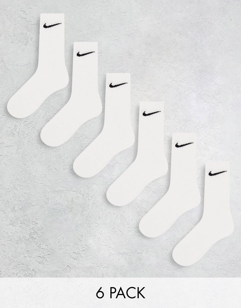 

Nike – Everyday Cushioned – комплект из 6 пар белых носков длиной до икры