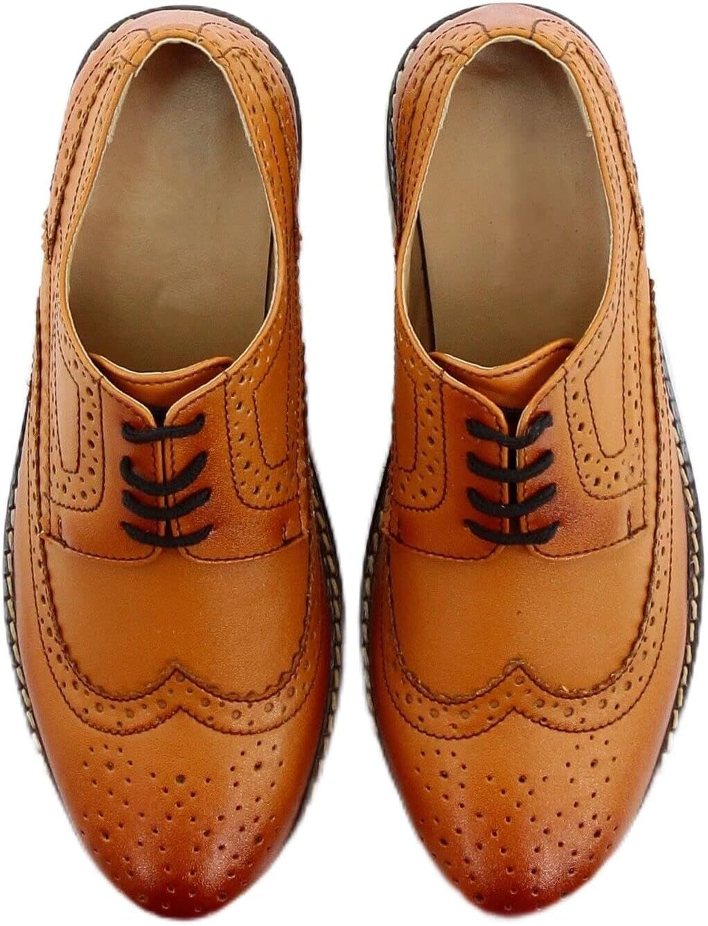 

Мужские и детские туфли на шнуровке броги для отца и сына, официальная обувь Sirri, Boys Shoes, Tan Brown