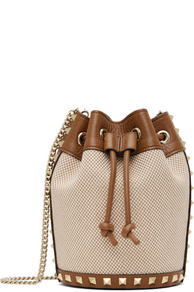 

Коричневая мини-сумка Rockstud на шнурке Valentino Garavani
