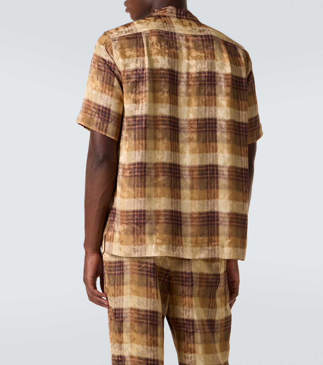 Рубашка для боулинга из жаккарда в клетку Dries Van Noten, желто-коричневый — фото 4