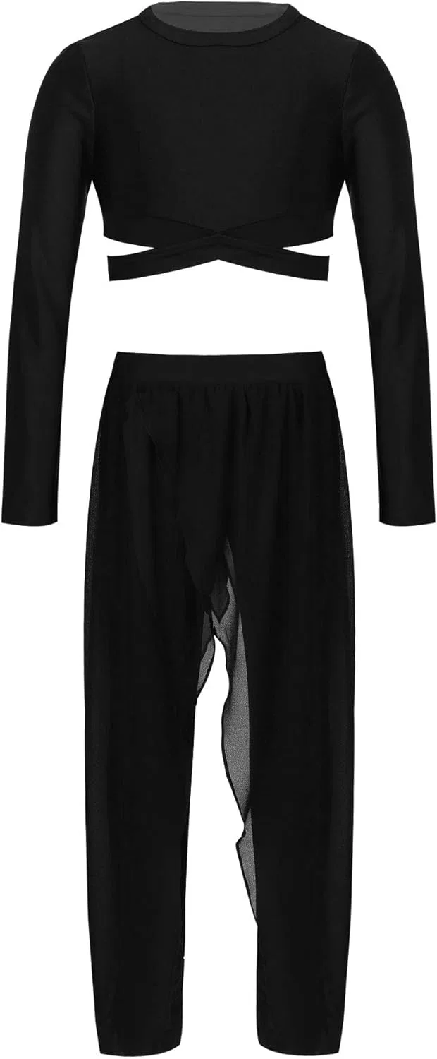 Детский спортивный костюм Mufeng, топ и леггинсы, Long Sleeve Black