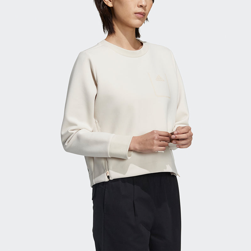 Худи (WMNS) adidas Tech Sweat Side Zipper Athleisure Casual Sports Round Neck Pullover White Hoodie — фото 4