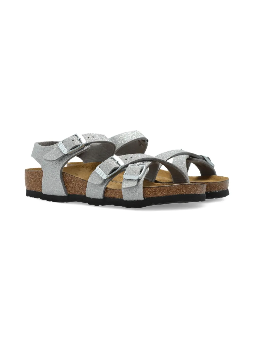 Блестящие сандалии Kumba с пряжкой Birkenstock Kids, серый — фото 2